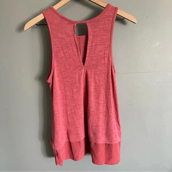 J. Crew Scoop Neck Drapey Tank. Teardrop back cutout. Raspberry. EUC. Small - Picture 5 of 7